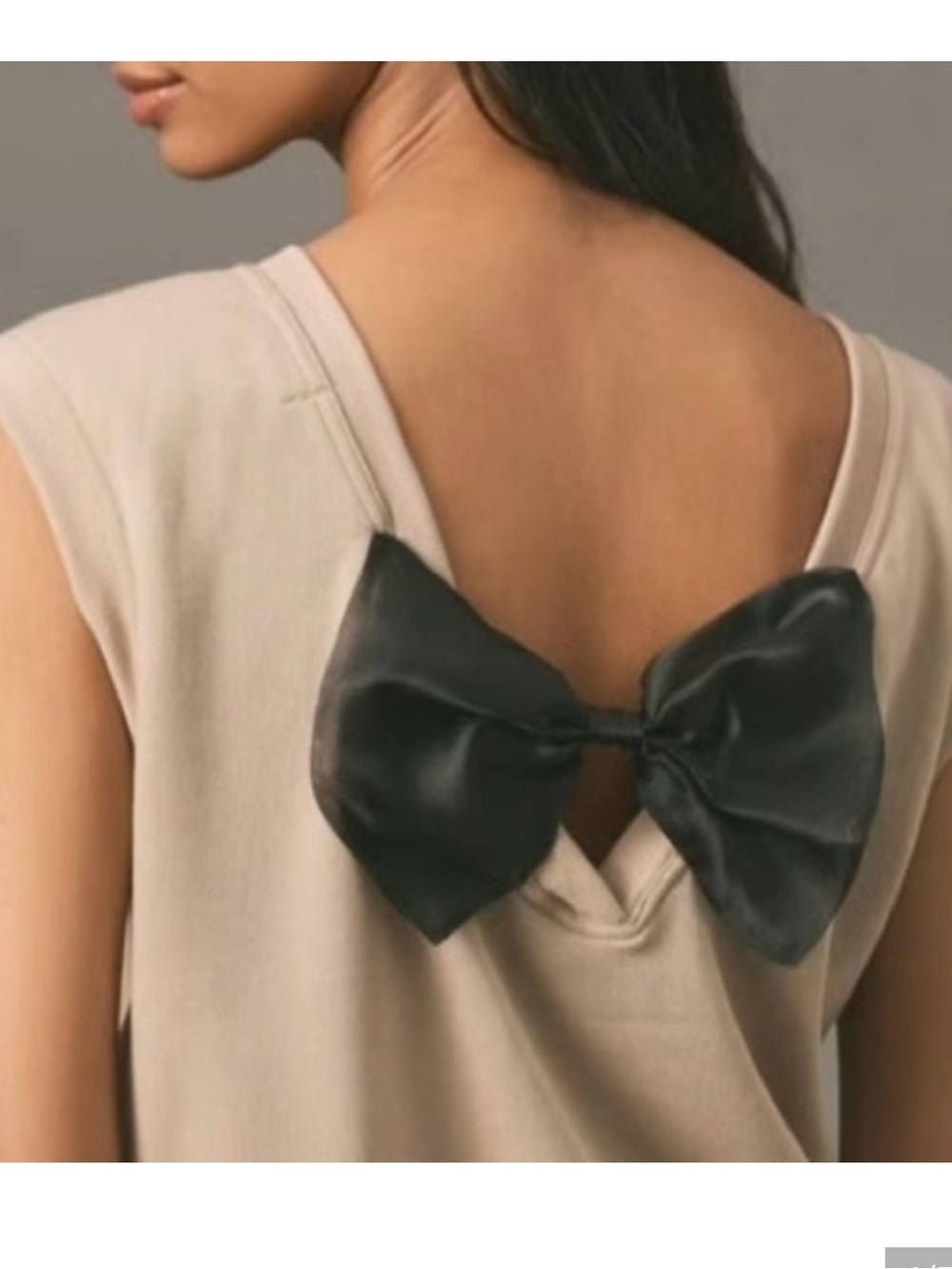 Maeve for Anthropologie sleeveless tan sweatshirt black bow Small